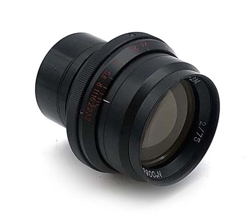 Soviet KMZ PO2-2M 2/75mm lens optical block M44 screw mount MINT