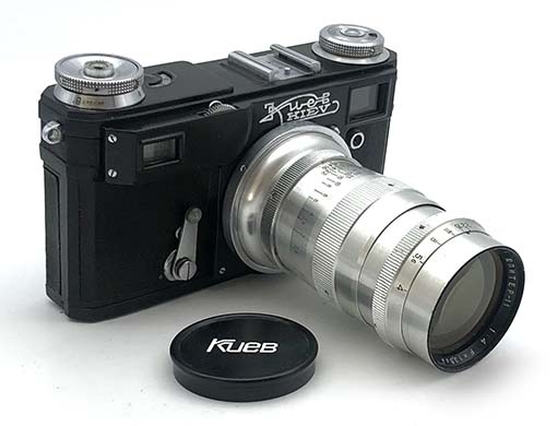 Soviet Contax copy Kiev 4A BLACK camera with Jupiter-11 4/135mm