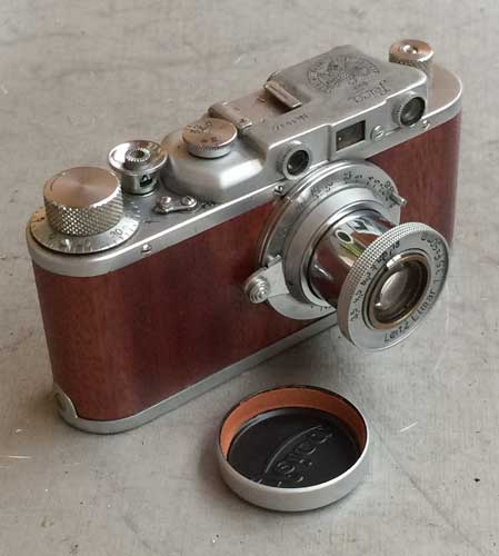Leica II D Anniversary 1923 copy chrome wood in leather case (FED