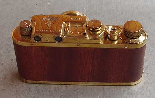 Leica II D Afrika Korps copy Gold-Wood in leather case (FED Zorki